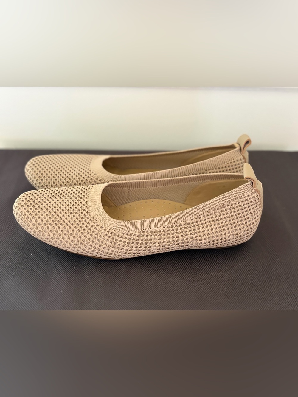 Vaneli Suvi Navy Beige Stretch Knit Ballet Flats 2142 Size 7.5 N Pristine - Picture 5 of 14